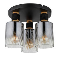 DECKENLEUCHTE OSBORNE 32/25,4 cm   - Klar/Schwarz, Design, Glas/Holz (32/25,4cm) - Globo