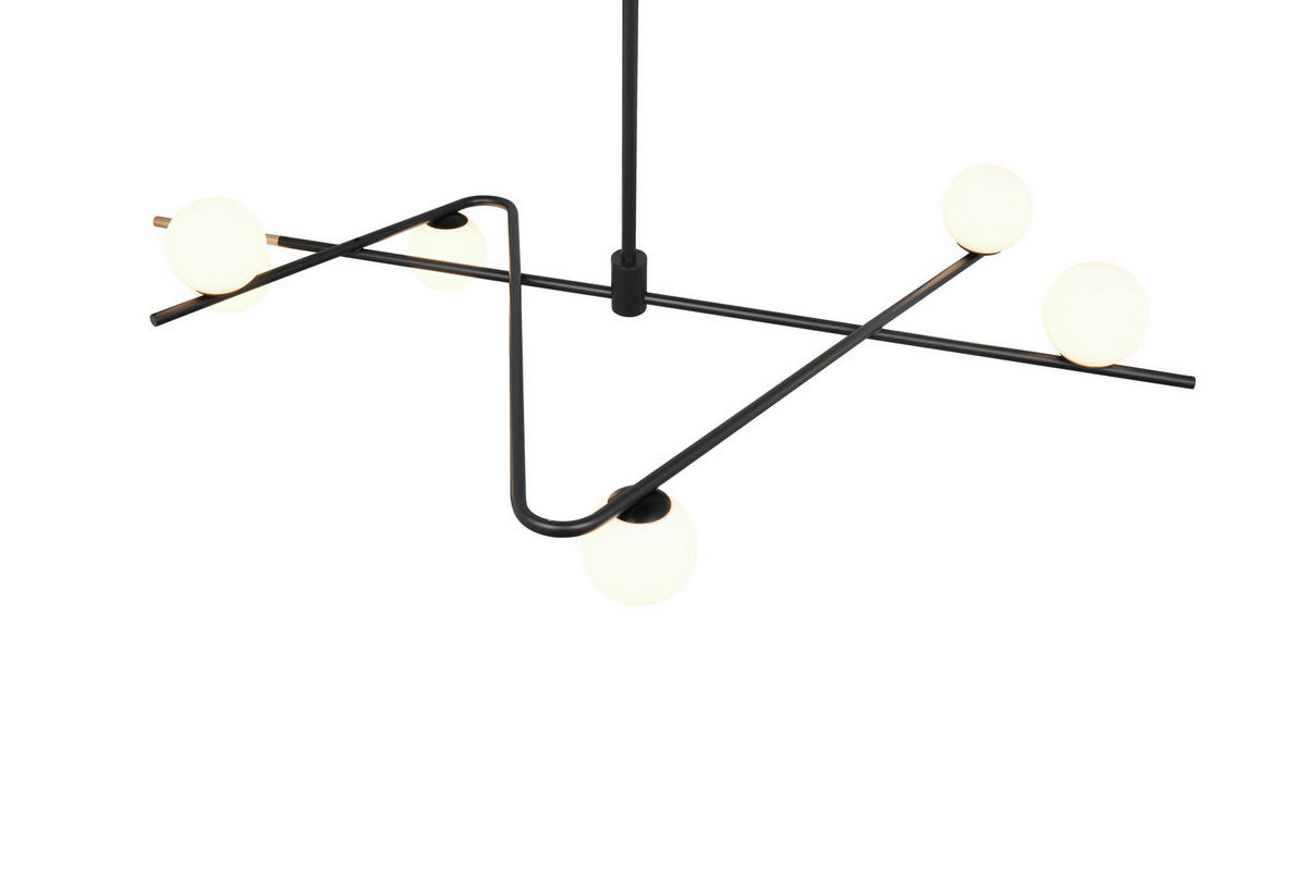 HÄNGELEUCHTE Flaming 120/73,5/195 cm   - Goldfarben/Schwarz, LIFESTYLE, Glas/Metall (120/73,5/195cm) - Trio Leuchten