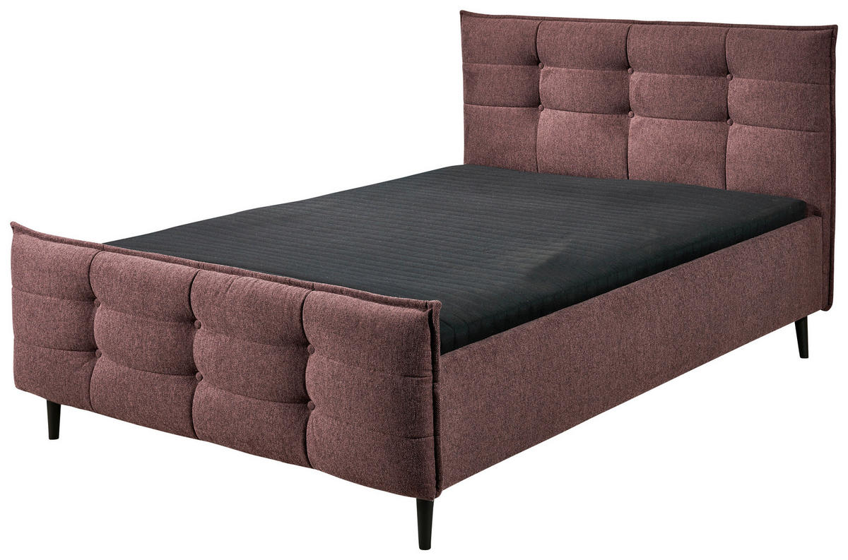 POLSTERBETT 140/200 cm  in Aubergine  - Aubergine, Basics, Holz/Holzwerkstoff (140/200cm) - MID.YOU
