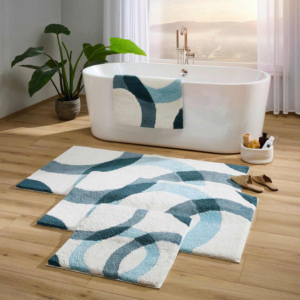 BADEMATTE Blau 60/100 cm  - Blau, Basics, Kunststoff/Textil (60/100cm) - Esposa