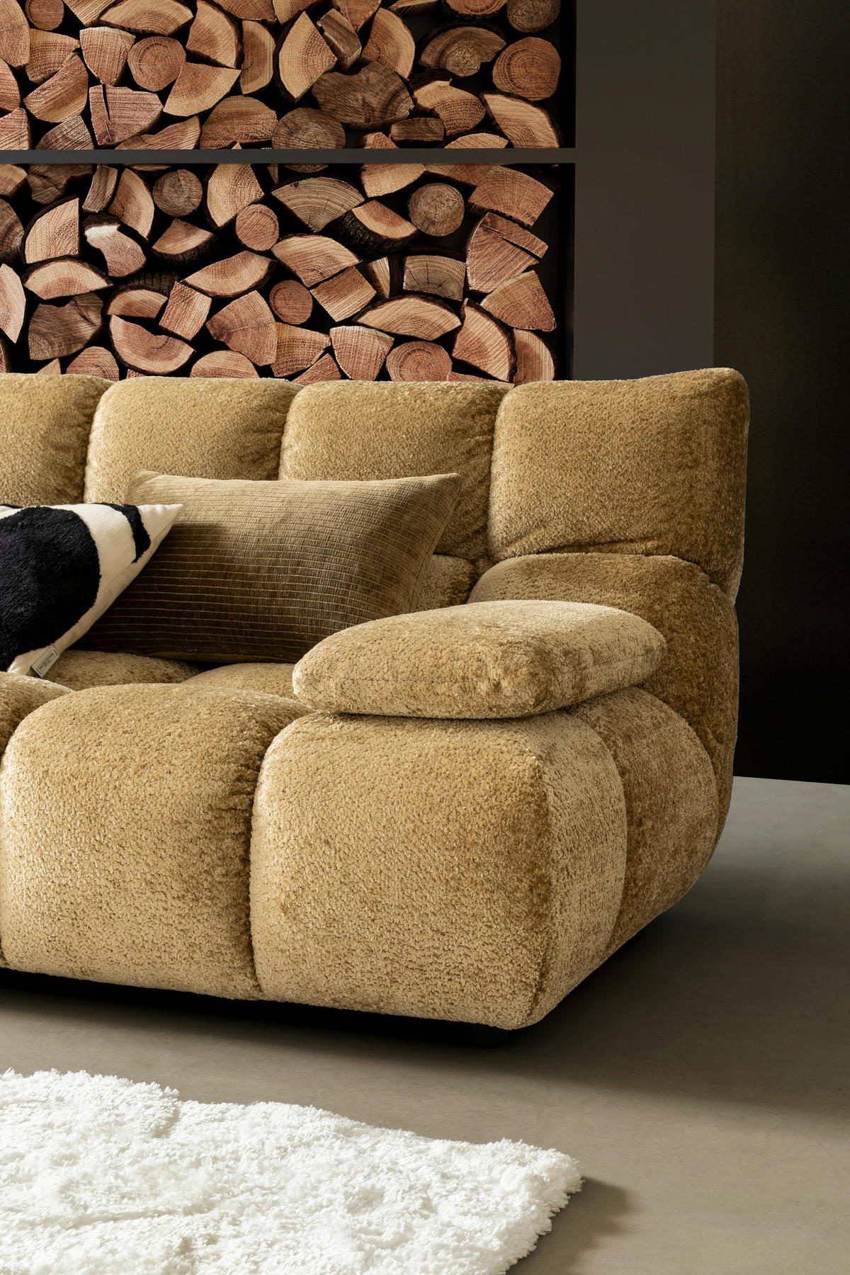 ECKSOFA Goldfarben Chenille  - Goldfarben/Schwarz, MODERN, Kunststoff/Textil (288/395cm) - Pure Home Lifestyle