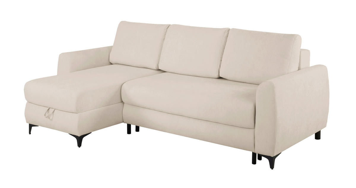 ECKSOFA Moli Taupe Bouclé  - Taupe/Schwarz, Design, Textil/Metall (236/148cm) - MID.YOU