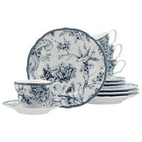 KAFFESERVIS Adelaide Blau 12 delar  - vit/blå, Basics, keramik - Creatable