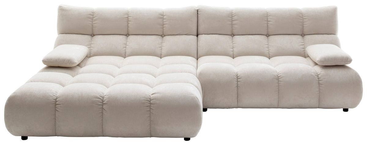 ECKSOFA Chenille Naturfarben  - Schwarz/Naturfarben, Design, Kunststoff/Textil (178/293cm) - Pure Home Lifestyle