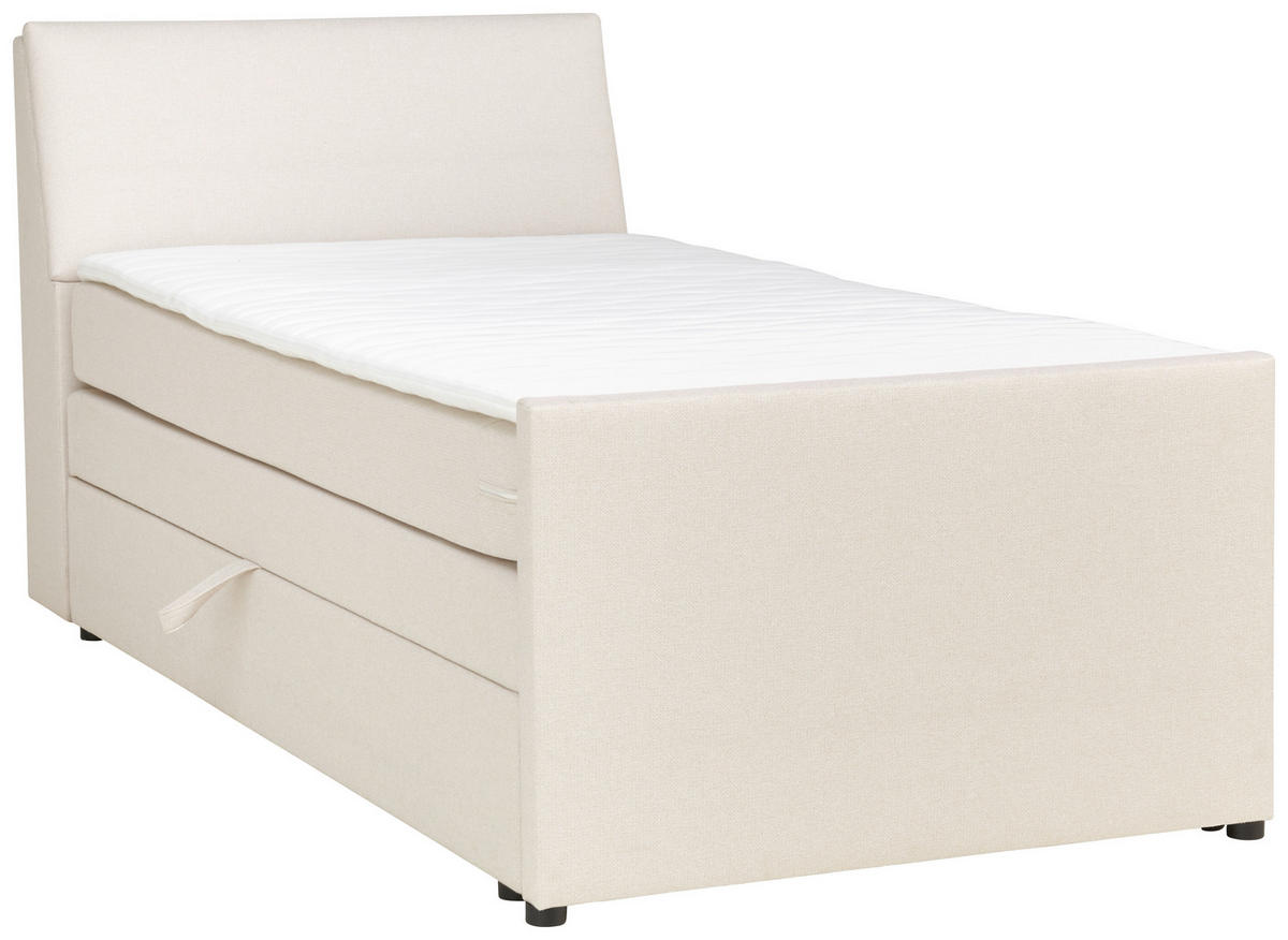 BOXSPRINGBETT 120/200 cm  in Creme  - Creme/Schwarz, Modern, Holz/Textil (120/200cm) - MID.YOU