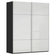 SCHWEBETÜRENSCHRANK  in Schwarz, Weiß  - Alufarben/Schwarz, KONVENTIONELL, Glas/Holzwerkstoff (201/223/67cm) - Novel
