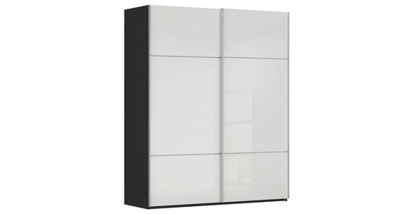 SCHWEBETÜRENSCHRANK  in Schwarz, Weiß  - Alufarben/Schwarz, KONVENTIONELL, Glas/Holzwerkstoff (201/223/67cm) - Novel