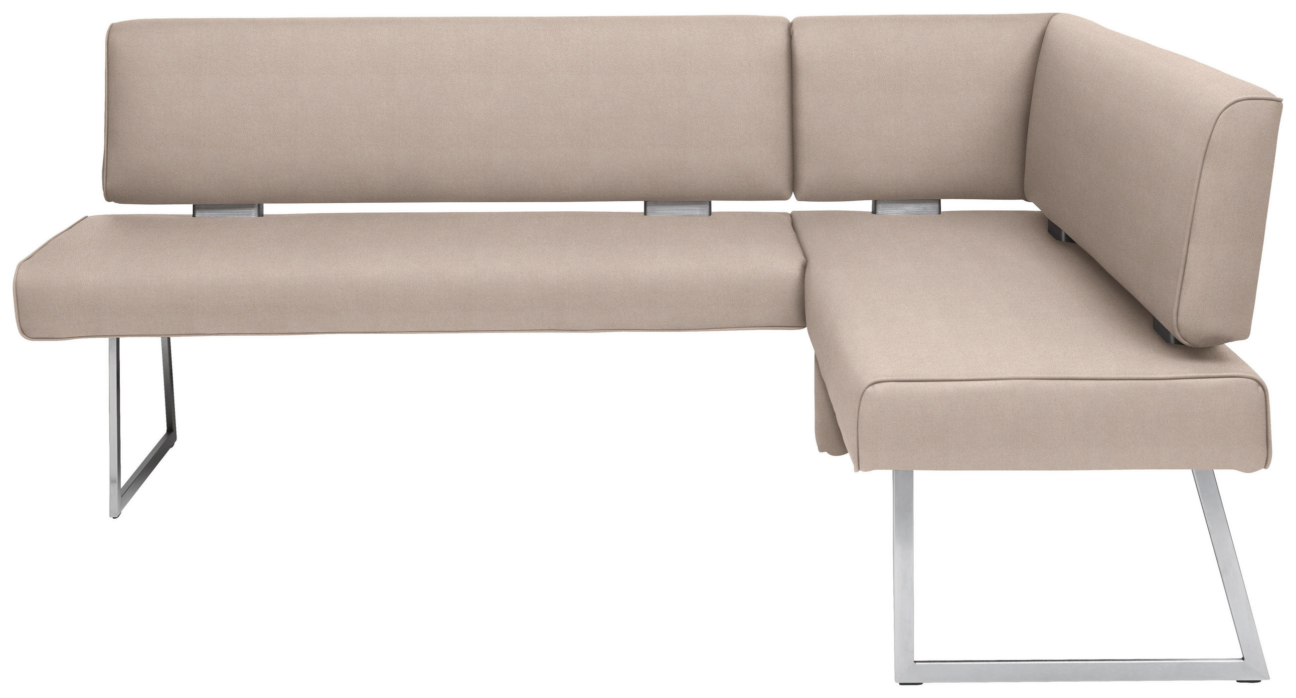 ECKBANK in Metall, Textil Edelstahlfarben, Greige  - Edelstahlfarben/Greige, Design, Textil/Metall (208/160cm) - Dieter Knoll