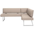 ECKBANK 208/160 cm  in Edelstahlfarben, Greige  - Edelstahlfarben/Greige, Design, Textil/Metall (208/160cm) - Dieter Knoll
