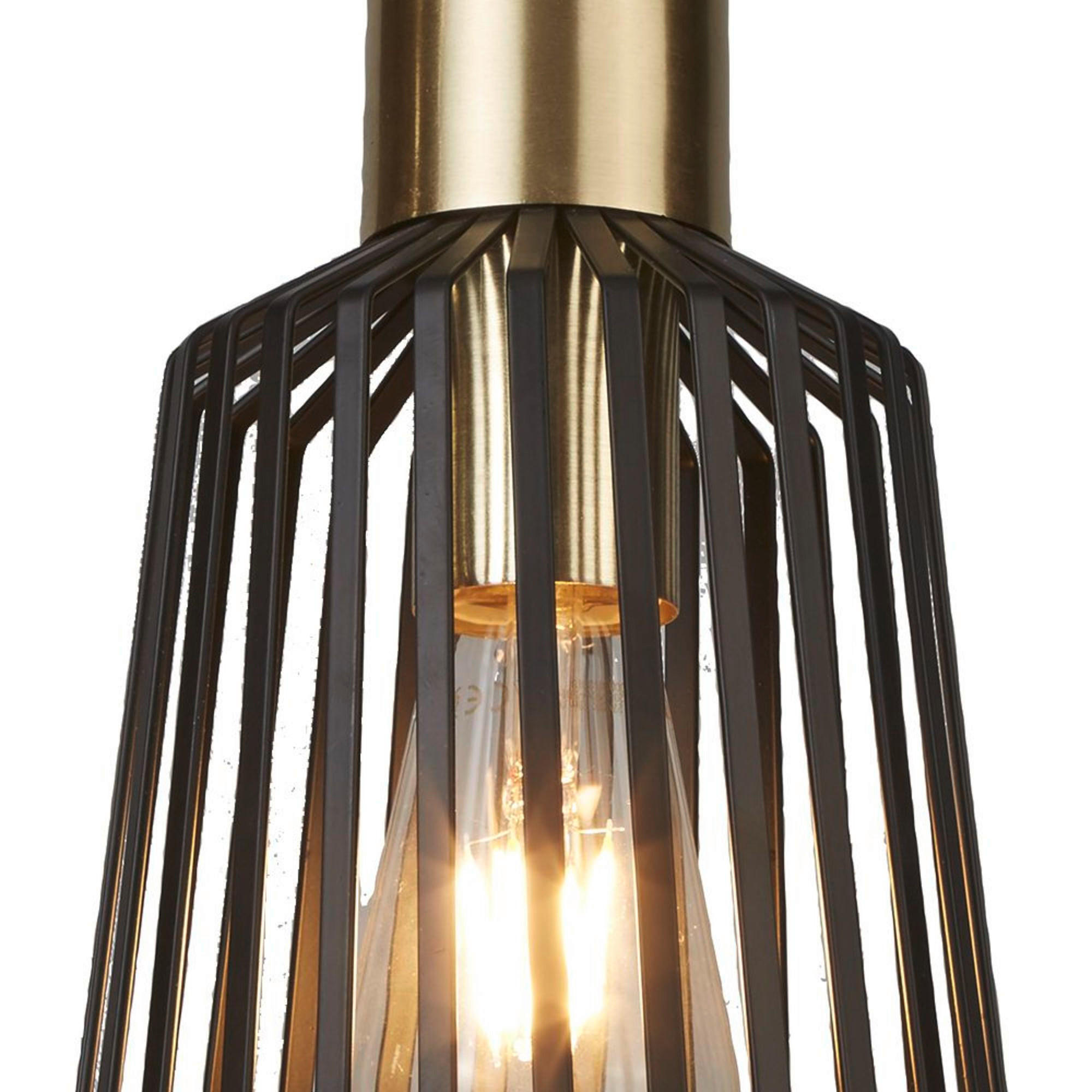 LAMPĂ SUSPENDATĂ  - negru/alămiu, Basics, metal (16/150cm)