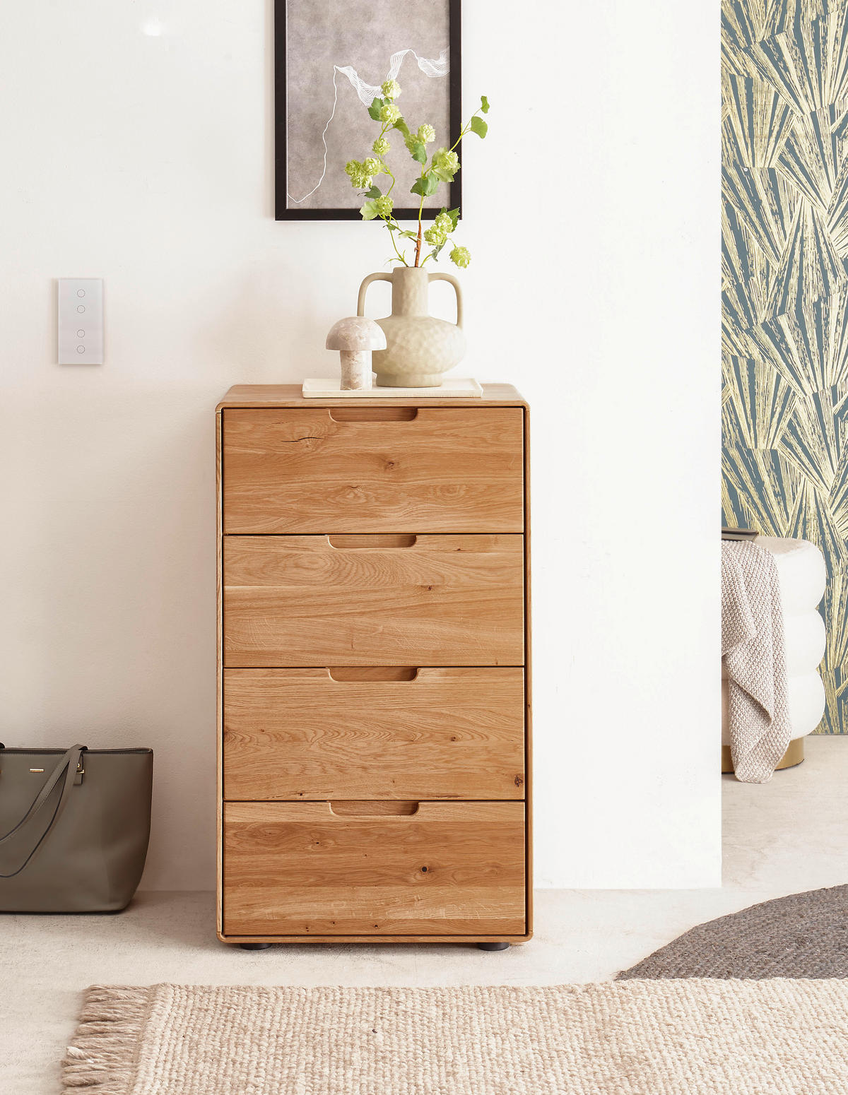 KOMMODE , 51/91/40 cm, 4 Schublade(n)  - Wildeiche, Design, Holz (51/91/40cm) - Livetastic