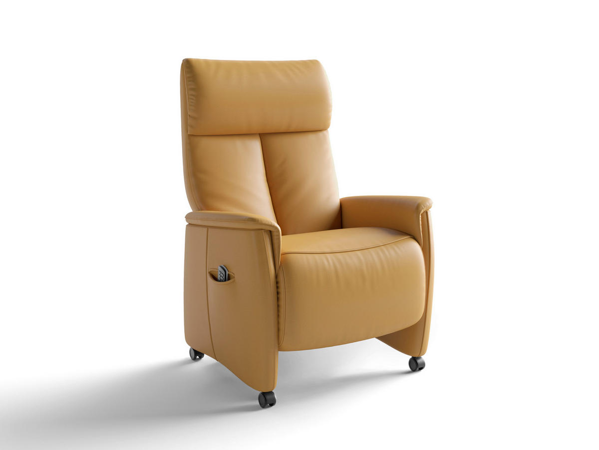 RELAXAČNÉ KRESLO, koža, kari žltá - čierna/kari žltá, Basics, koža/plast (76/110/84cm) - Sit & More