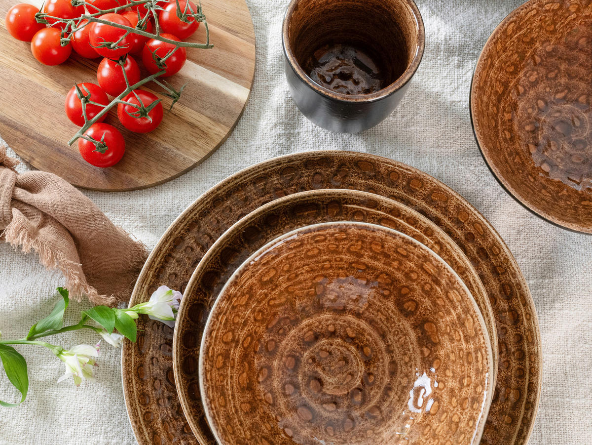 KOMBINOVANÁ SOUPRAVA, 16dílné, pórovina - černá/hnědá, keramika (40/33,5/32cm) - Creatable