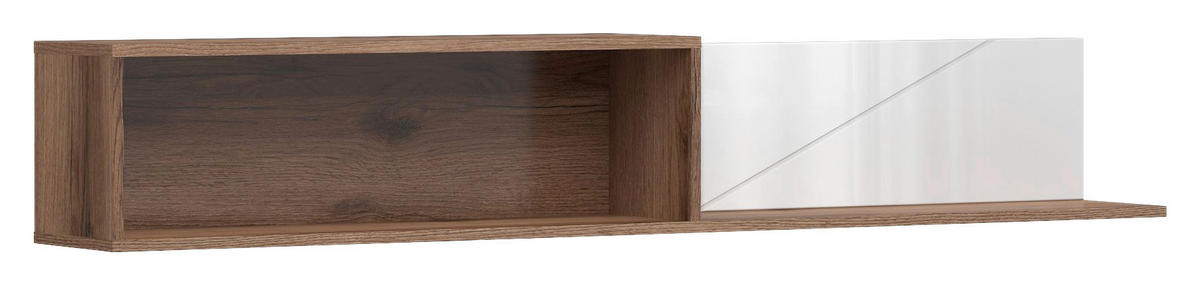 ZIDNA POLICA - boja hrasta/bela, Dizajnerski, pločasti materijal (156/25/22cm) - Xora