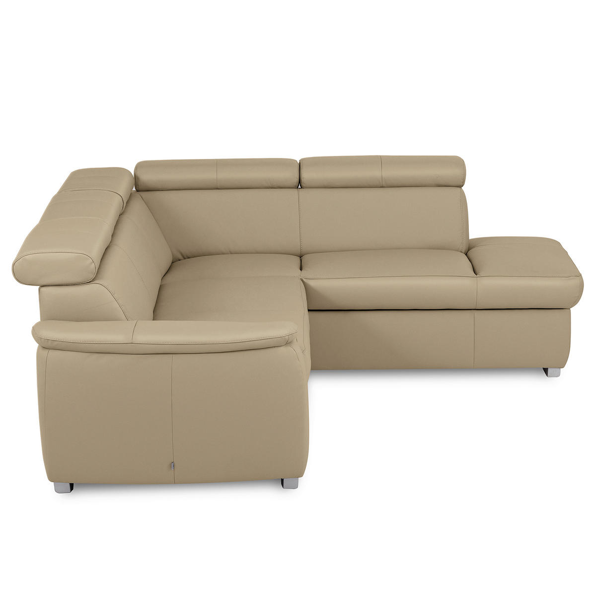 ECKSOFA  in Lederlook Echtleder Hellgrau  - Silberfarben/Hellgrau, Leder/Holz (262/211cm) - Celina Home