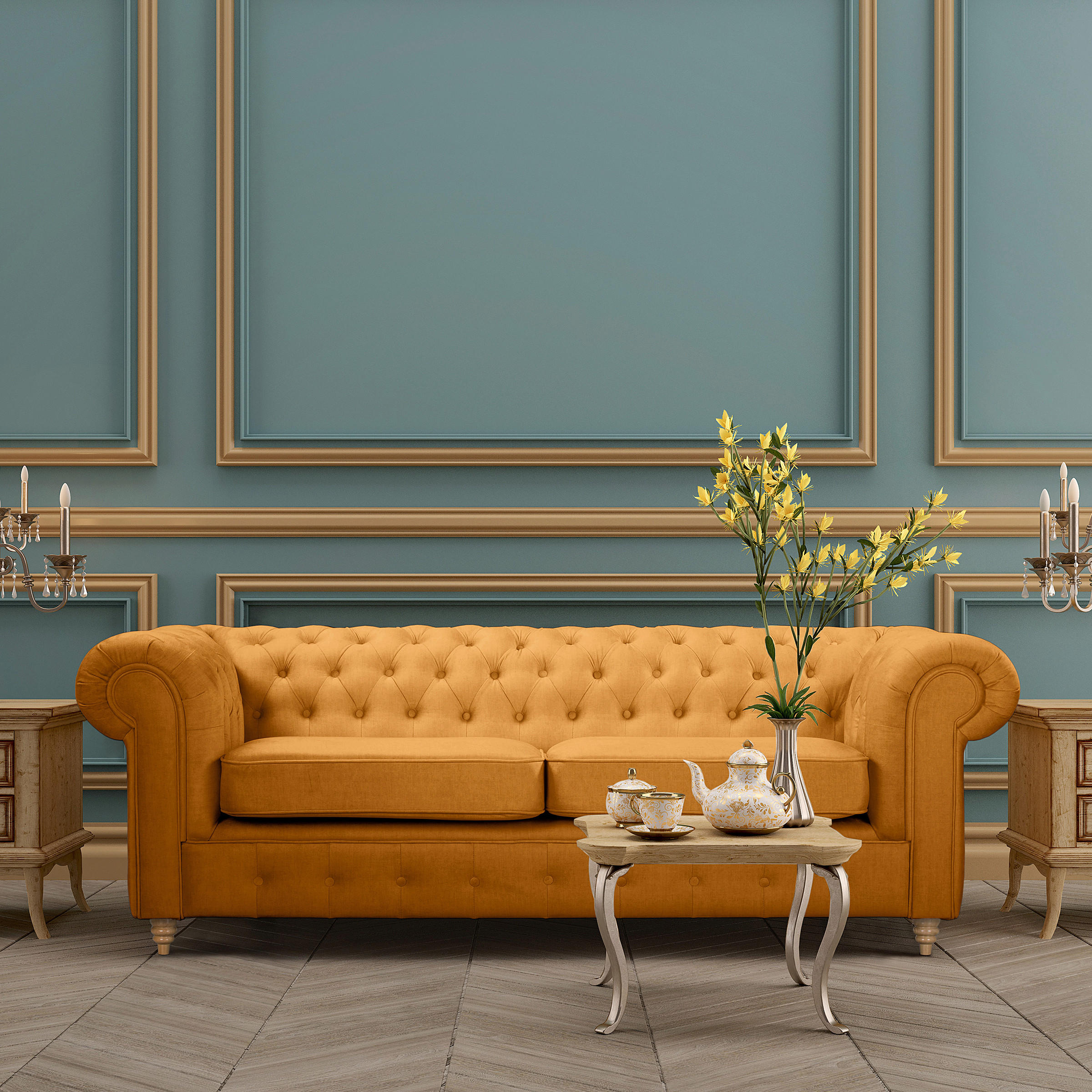 SCHLAFSOFA Laura in Mikrofaser Bernsteinfarben  - Bernsteinfarben/Braun, Design, Holz/Textil (218/74/91cm) - P & B