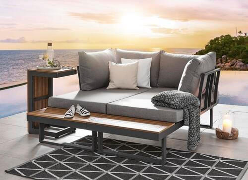 RÜCKENLEHNE 60,71/45,48/7,7 cm  Aluminium  - Anthrazit/Hellgrau, Design, Textil/Metall (60,71/45,48/7,7cm) - Amatio