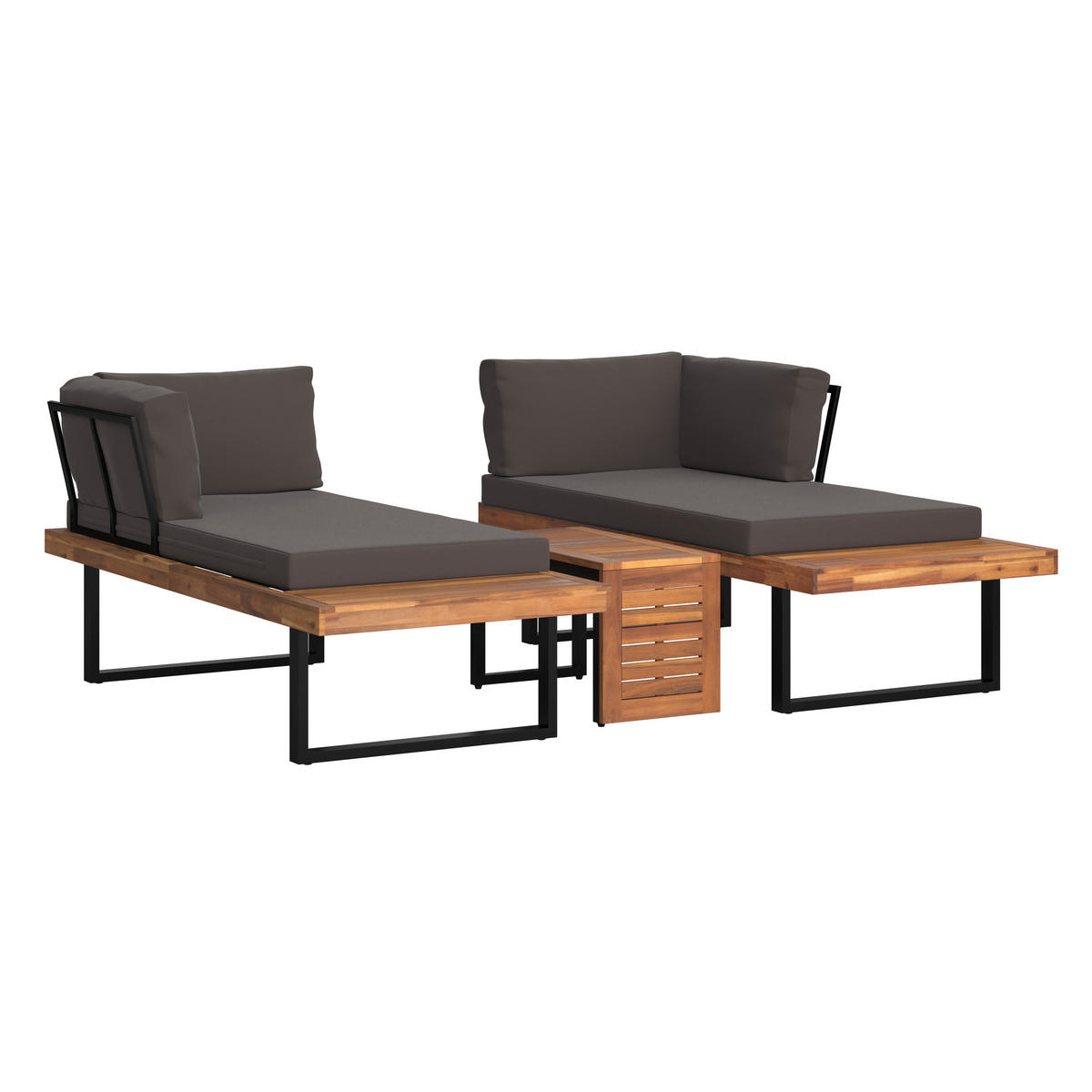 LOUNGEGARNITUR  175/253 cm   - Grau, Design, Holz/Metall (175/253cm) - Ambia Garden