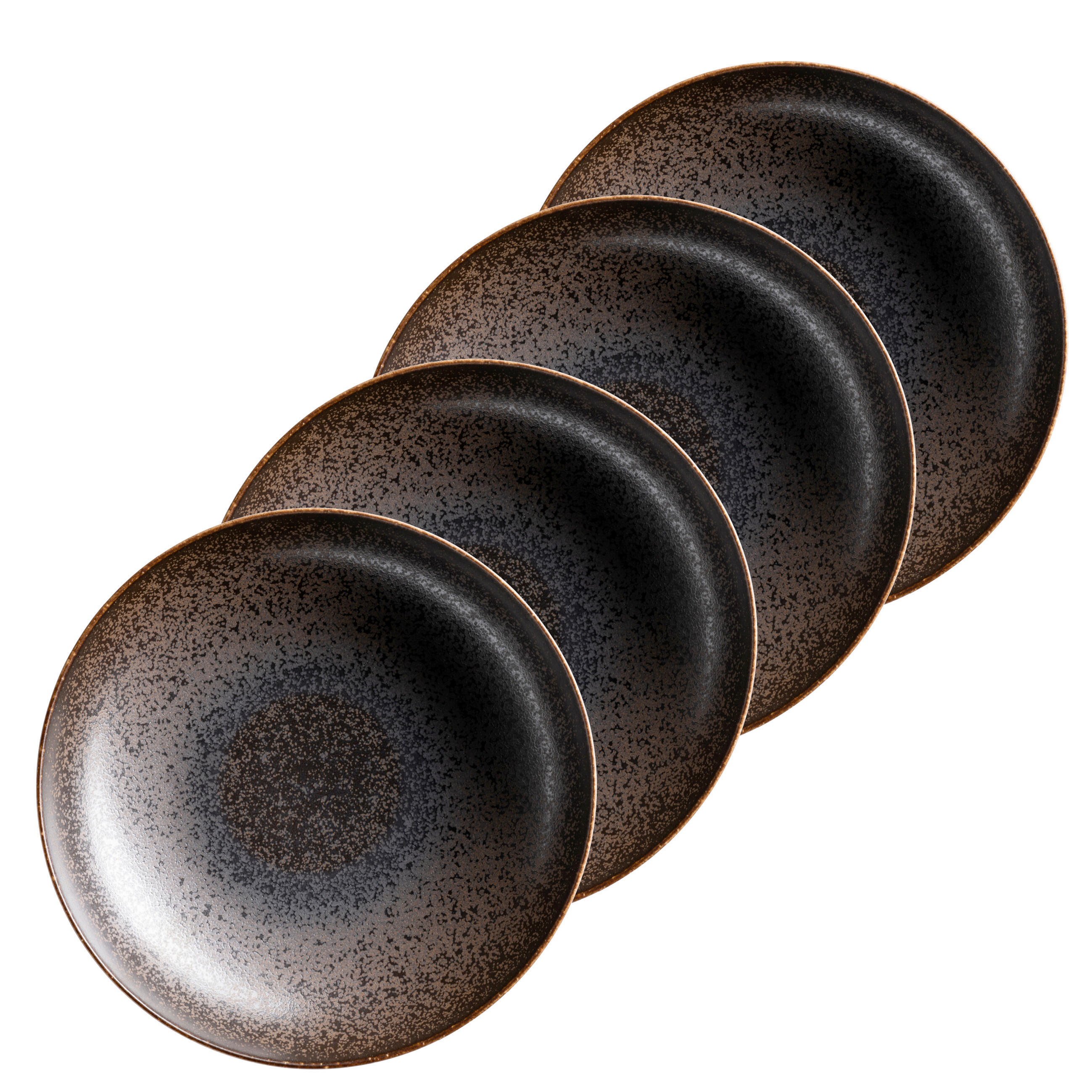 PASTATELLERSET Powerful 4-teilig - Schwarz/Braun, Basics, Keramik - Mäser