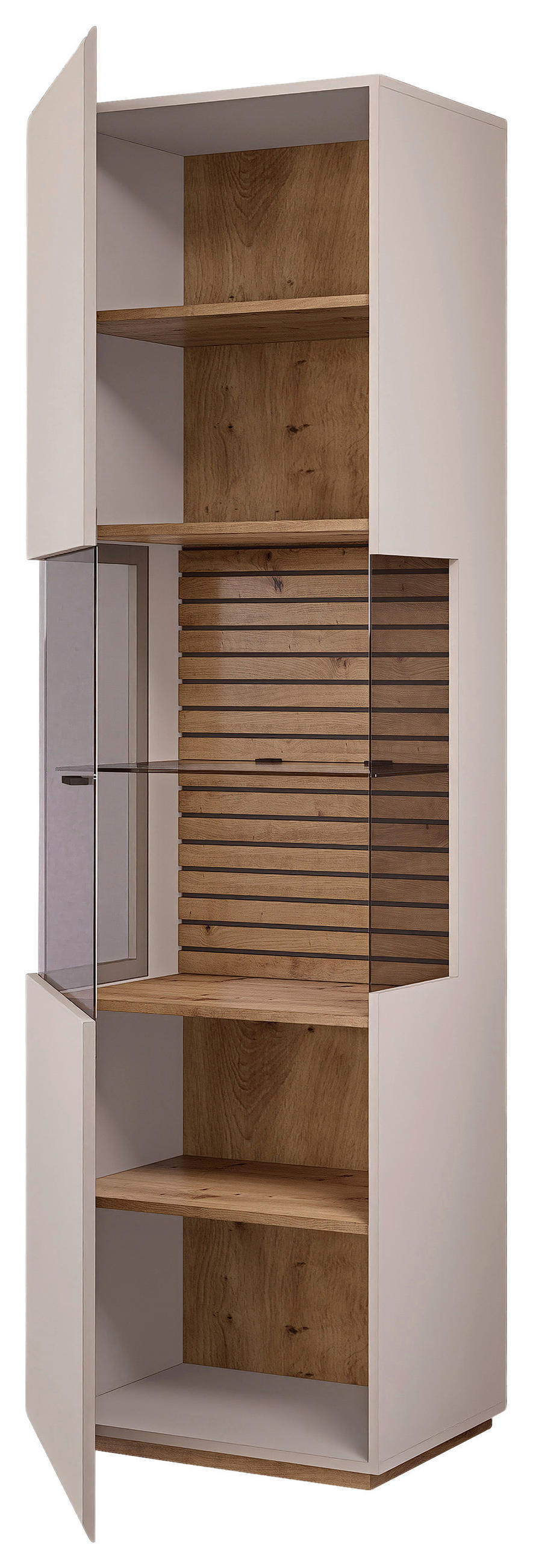 WOHNWAND  Schwarz, Kaschmir, Eiche Artisan 301/202/47 cm    - Kaschmir/Schwarz, Modern, Glas/Holzwerkstoff (301/202/47cm) - Stylife