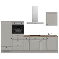 KÜCHENBLOCK 300 cm   in Grau, Eiche dunkel  - Eiche dunkel/Schwarz, MODERN, Holzwerkstoff/Metall (300cm) - Nobilia