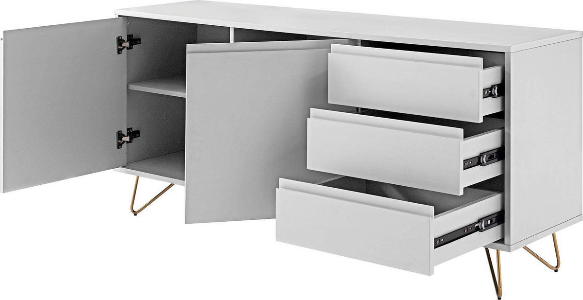 SIDEBOARD  in 150/70/40 cm  - Messingfarben/Weiß, Design, Holzwerkstoff/Metall (150/70/40cm) - Livetastic