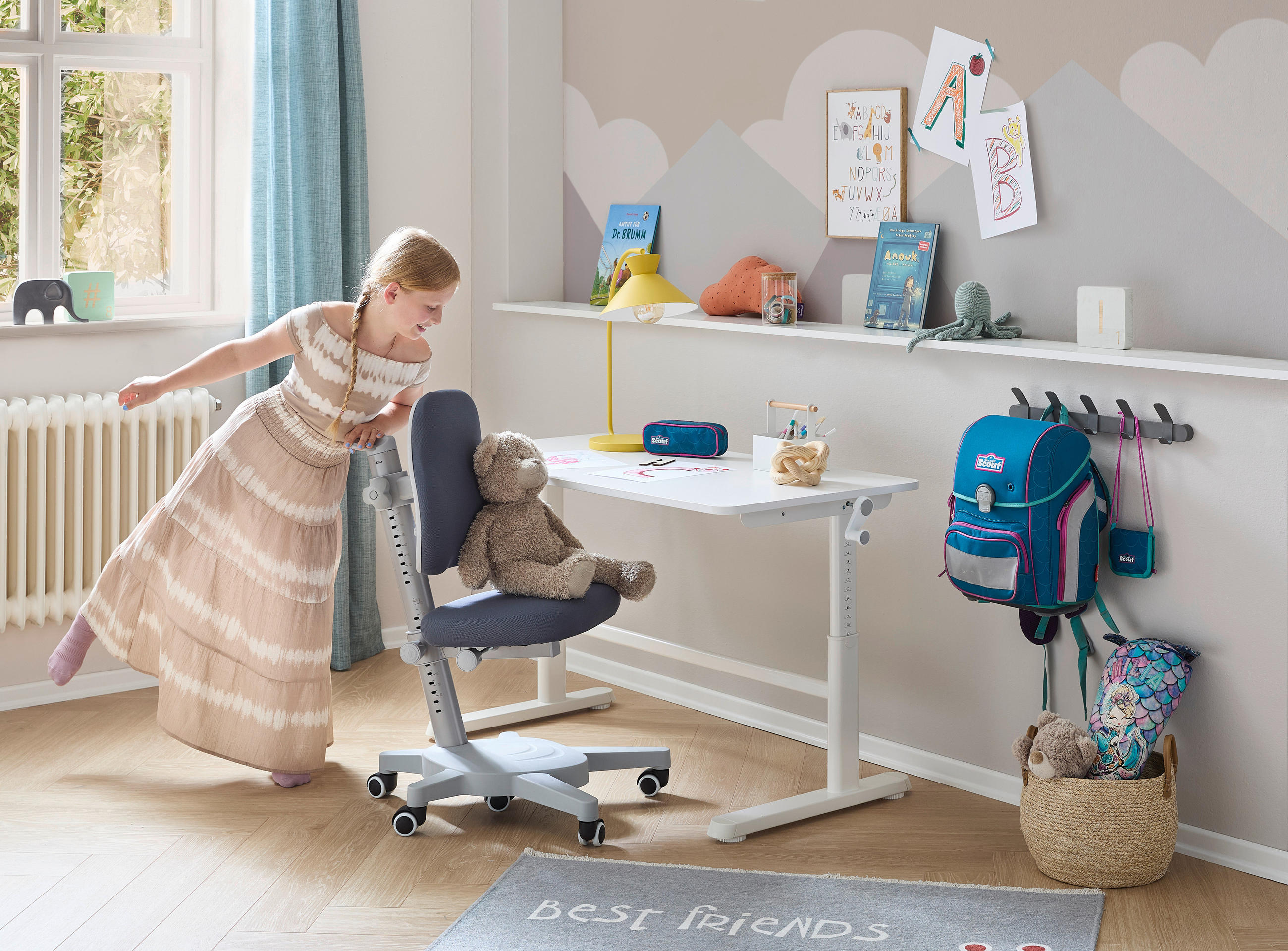 JUGENDSCHREIBTISCH 120/60/50-74 cm  - Weiß, KONVENTIONELL, Holzwerkstoff/Metall (120/60/50-74cm) - Flexa