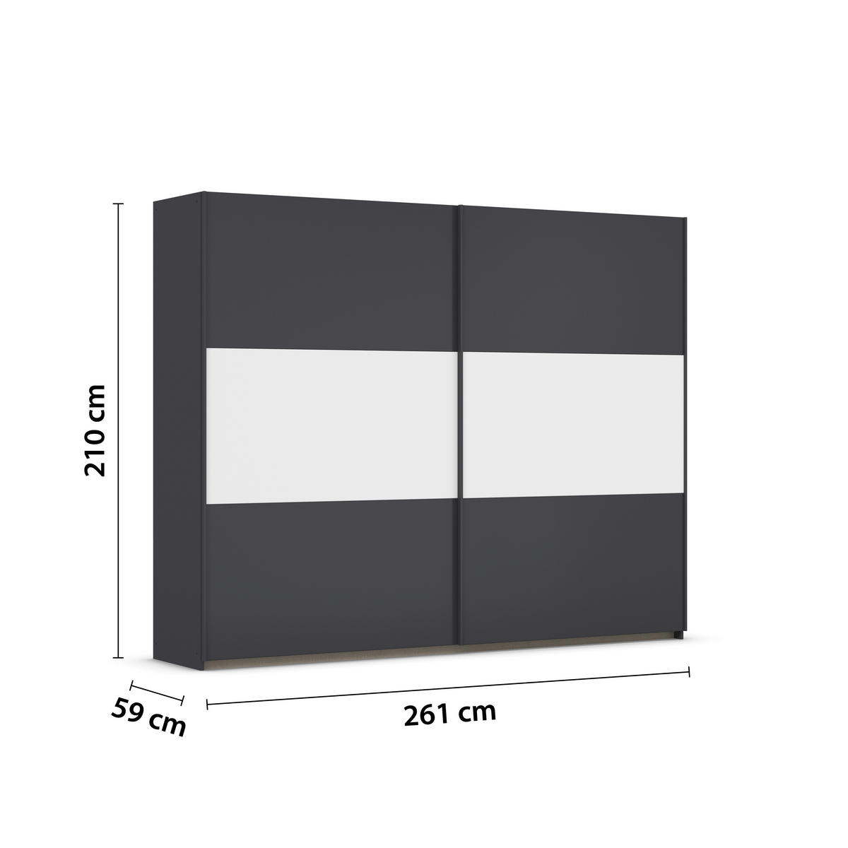 SCHWEBETÜRENSCHRANK in Grau, Weiss  - Weiss/Grau, Modern, Holzwerkstoff/Metall (261/210/59cm) - Rauch Möbel