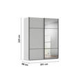 SCHWEBETÜRENSCHRANK 201/223/68 cm 2-türig Grau  - Schwarz/Grau, KONVENTIONELL, Glas/Holzwerkstoff (201/223/68cm) - Novel