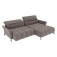 ECKSOFA Taupe Flachgewebe Rücken echt, Kopfteilverstellung, Sitztiefenverstellung  - Taupe/Schwarz, KONVENTIONELL, Textil/Metall (272/175cm) - Carryhome