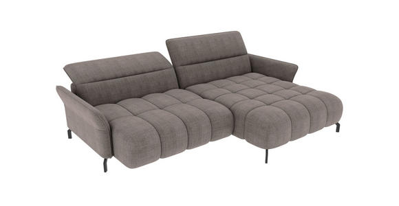 ECKSOFA Taupe Flachgewebe Rücken echt, Kopfteilverstellung, Sitztiefenverstellung  - Taupe/Schwarz, KONVENTIONELL, Textil/Metall (272/175cm) - Carryhome