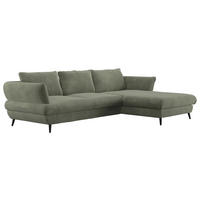 WOHNLANDSCHAFT Grün Velours Bettkasten, Schlaffunktion, Stauraum  - Schwarz/Grün, Design, Textil/Metall (281/181cm) - Livetastic