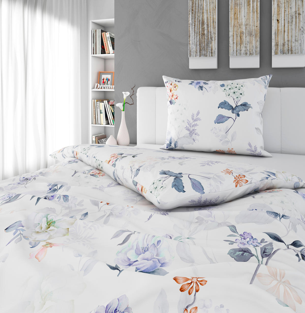 POSTELJNINA BLOSSOM 140/200 cm saten večbarvno  - večbarvno, Konvencionalno, tekstil (140/200cm) - Esposa