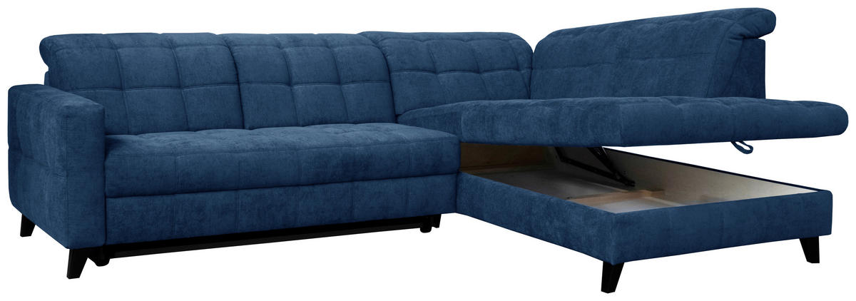 ROHOVÁ SEDACIA SÚPRAVA, textil, modrá - čierna/modrá, Design, drevo/textil (297/216cm) - Xora