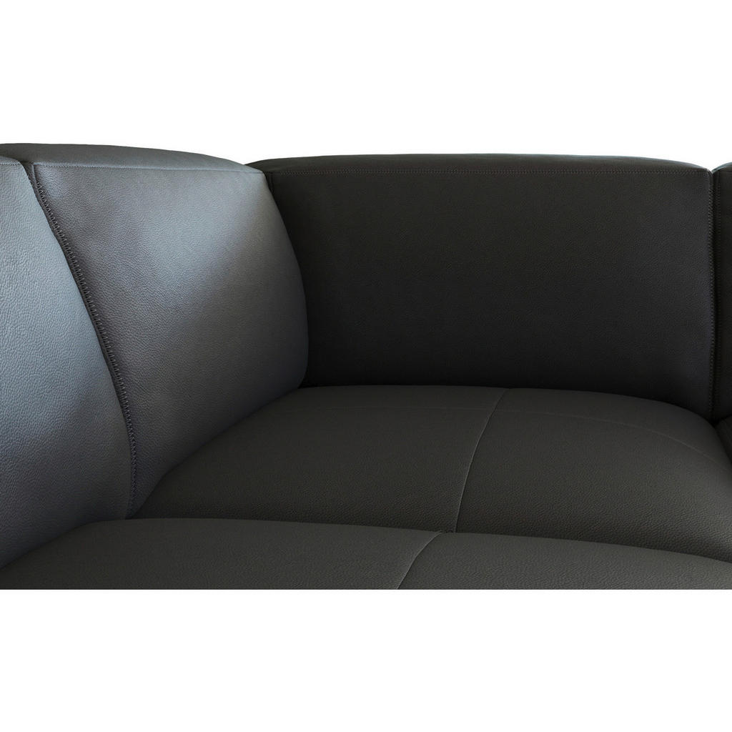 Thumbnail - Livetastic Ecksofa, Schwarz, Leder, Echtleder, Birke, vollmassiv, 5-Sitzer, Ottomane rechts, L-Form, 256x231 cm, Reach, ...