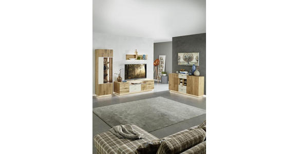 SIDEBOARD Asteiche furniert Eichefarben, Champagner - Champagner/Eichefarben, KONVENTIONELL, Holz/Metall (192/88/38cm) - Voleo