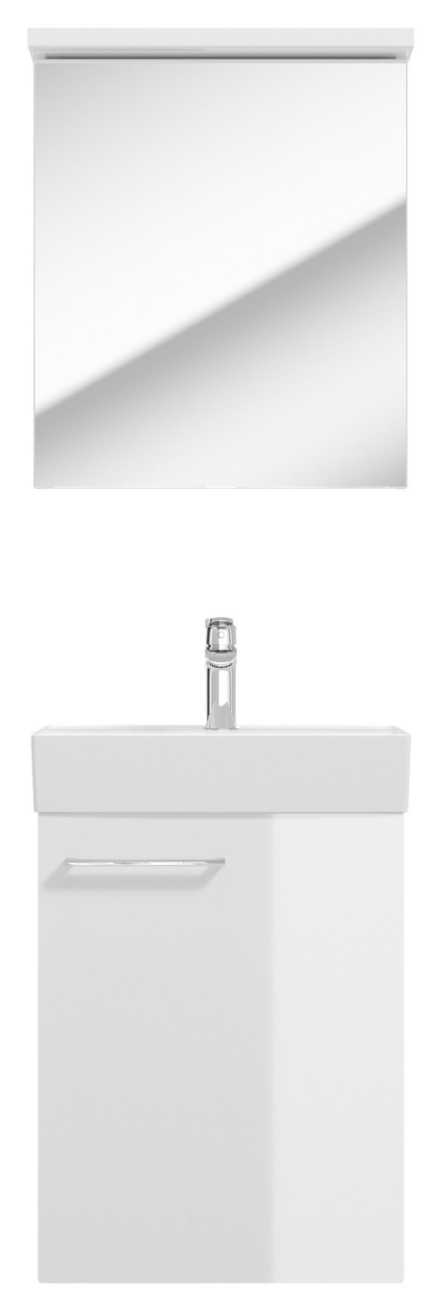 GÄSTEBAD 50 cm  - Weiß Hochglanz/Weiß, Basics, Glas/Keramik (50cm) - MID.YOU