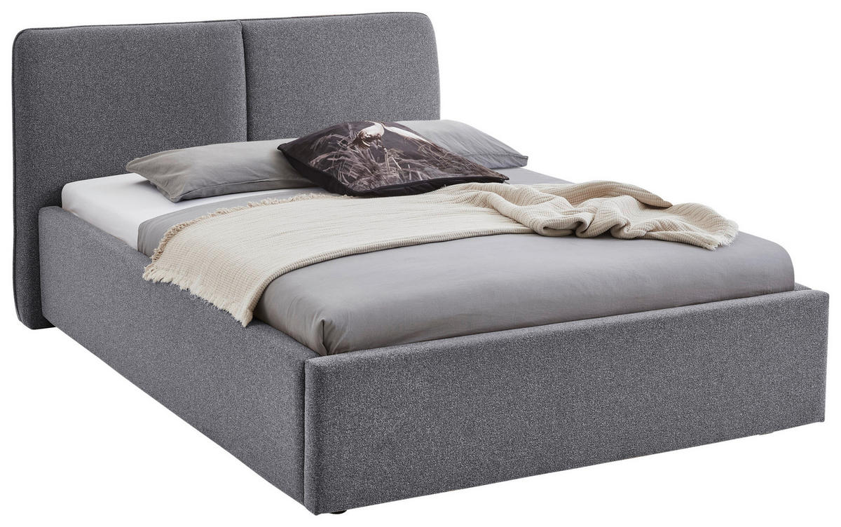 POLSTERBETT 140/200 cm,  in Grau,  - Schwarz/Grau, Design, Holz/Textil (140/200cm) - Stylife
