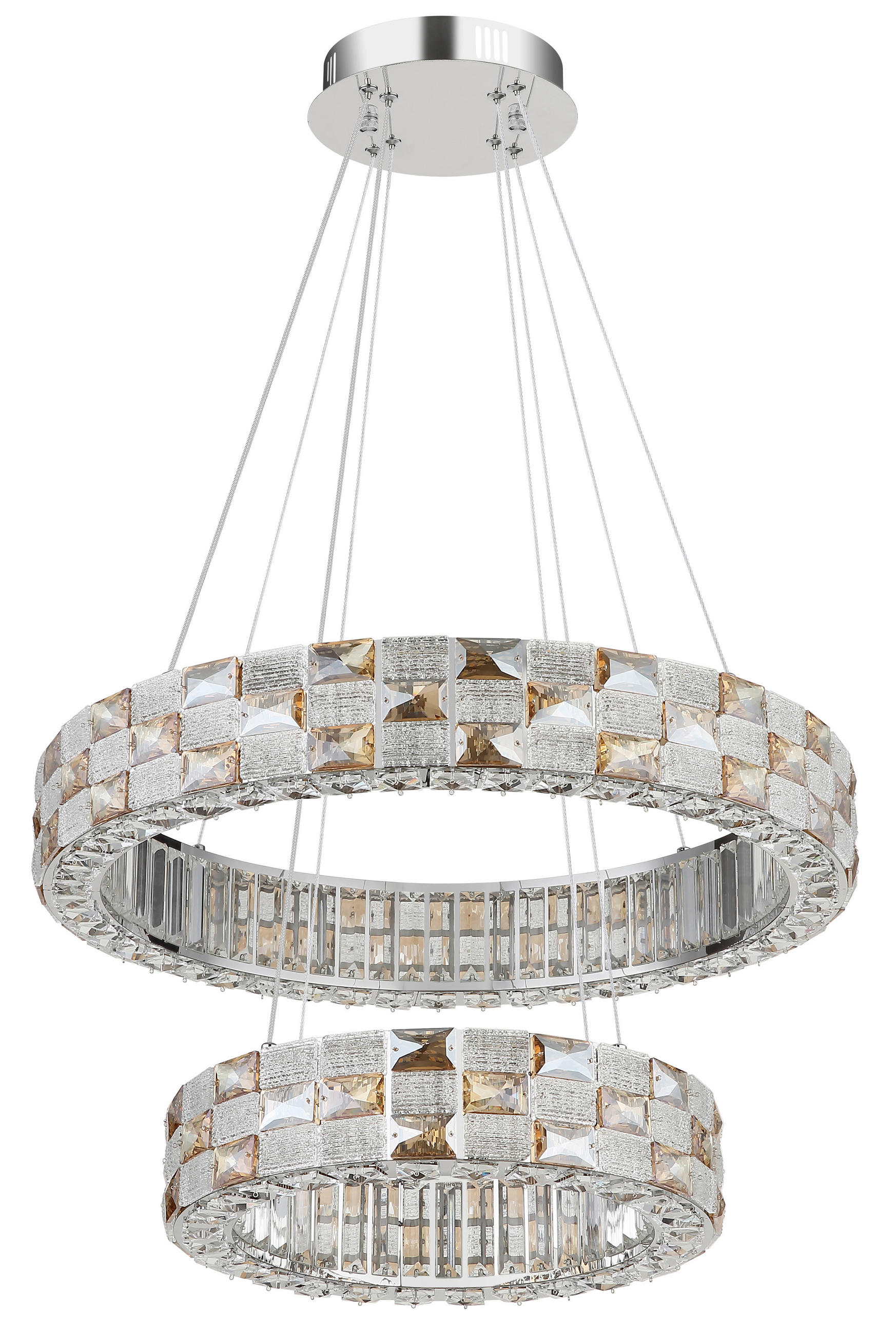 LED-HÄNGELEUCHTE Lidia 61/120 cm  - Klar/Chromfarben, Design, Glas/Metall (61/120cm) - Globo