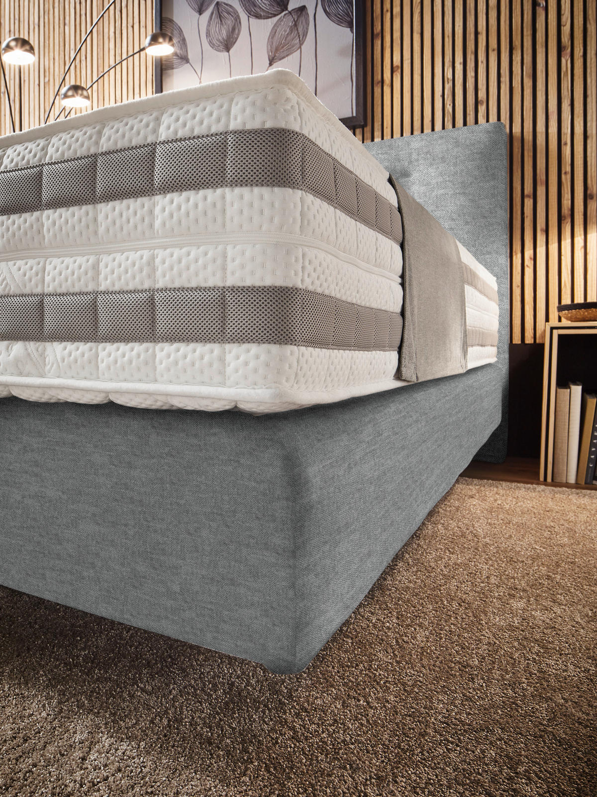 BOXSPRINGBETT 160/200 cm  in Grau  - Grau, KONVENTIONELL, Holz/Textil (160/200cm) - Dieter Knoll
