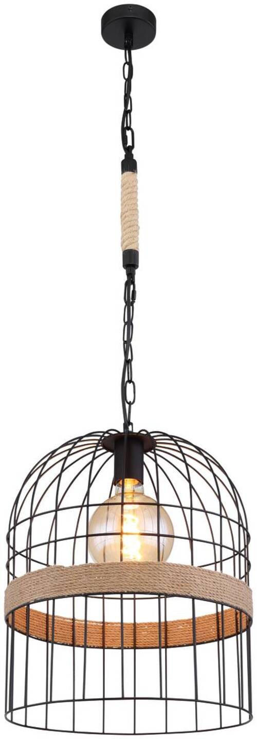 HÄNGLAMPA 35/140 cm  - brun/svart, Natur, metall/naturmaterial (35/140cm) - Globo