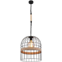 HÄNGELEUCHTE 35/140 cm    - Schwarz/Braun, Natur, Naturmaterialien/Metall (35/140cm) - Globo