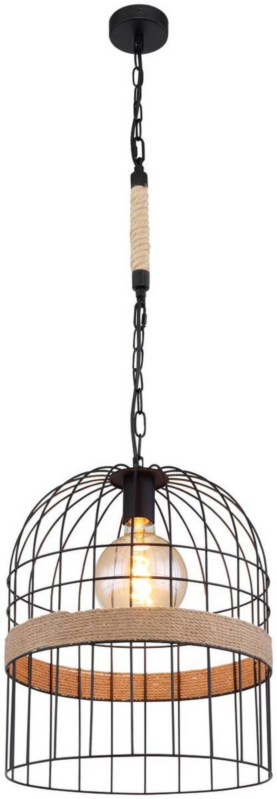 HÄNGELEUCHTE 35/140 cm    - Schwarz/Braun, Natur, Naturmaterialien/Metall (35/140cm) - Globo