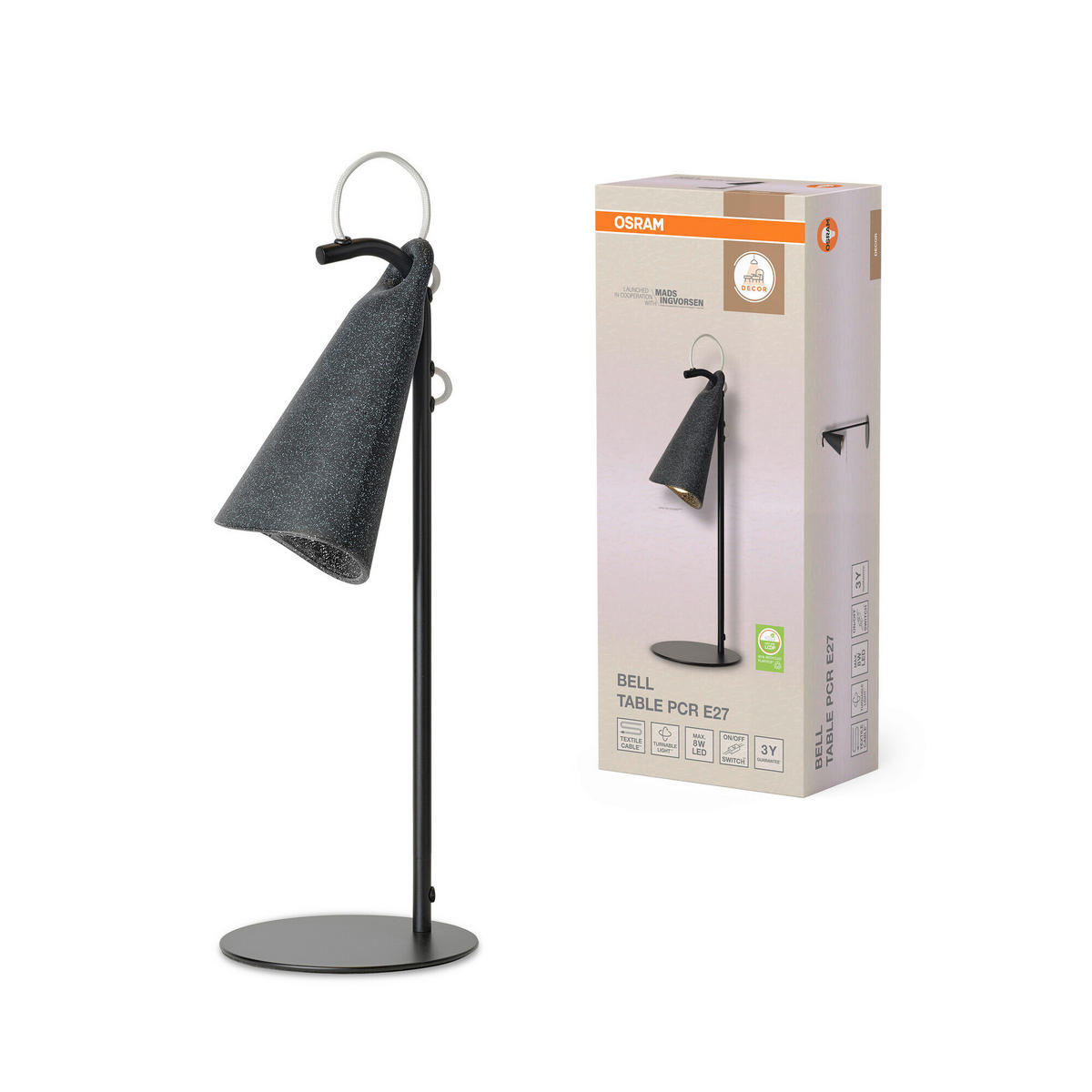 TISCHLEUCHTE 18/23/50 cm   - Schwarz, Basics, Kunststoff/Metall (18/23/50cm) - Osram