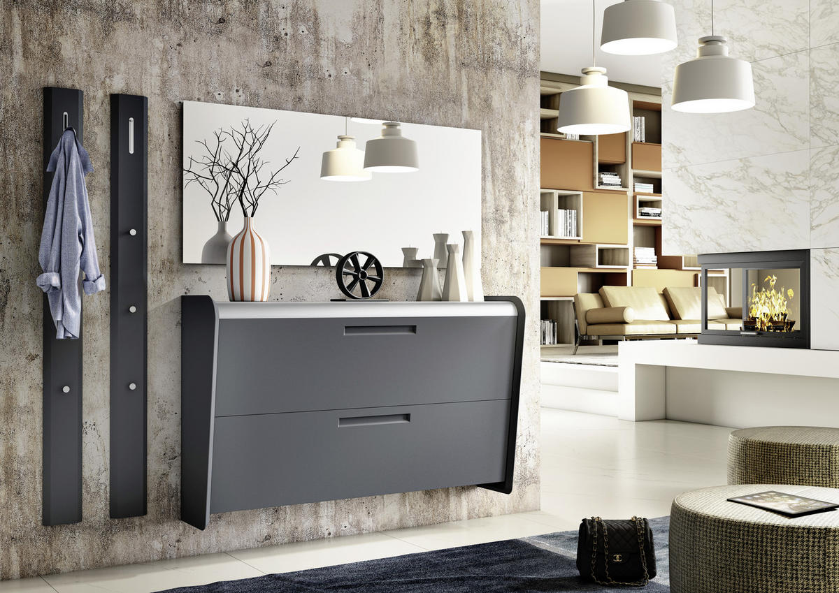 GARDEROBENPANEEL  in 15/165/5 cm  - Anthrazit/Alufarben, Design, Holzwerkstoff/Metall (15/165/5cm) - Dieter Knoll
