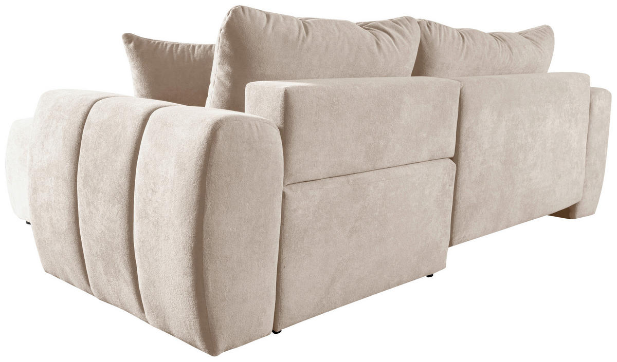 ECKSOFA FERANO Beige Velours  - Beige/Schwarz, Design, Kunststoff/Textil (253/172cm) - Livetastic