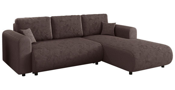 ECKSOFA inkl. Funktionen Dunkelbraun Cord  - Dunkelbraun/Schwarz, KONVENTIONELL, Kunststoff/Textil (260/200cm) - Xora