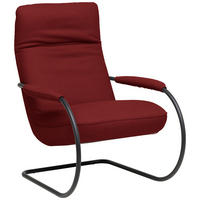 SESSEL in Echtleder Rot  - Rot/Schwarz, Design, Leder/Metall (80/104/99cm) - Koinor