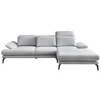 ECKSOFA inkl.Funktionen Hellgrau Webstoff  - Hellgrau/Schwarz, Design, Textil/Metall (289/180cm) - Stylife