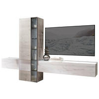 WOHNWAND  in Schwarz, Weiß, Wildeiche  296/194/43 cm  - Wildeiche/Schwarz, Natur, Glas/Holz (296/194/43cm) - Voglauer